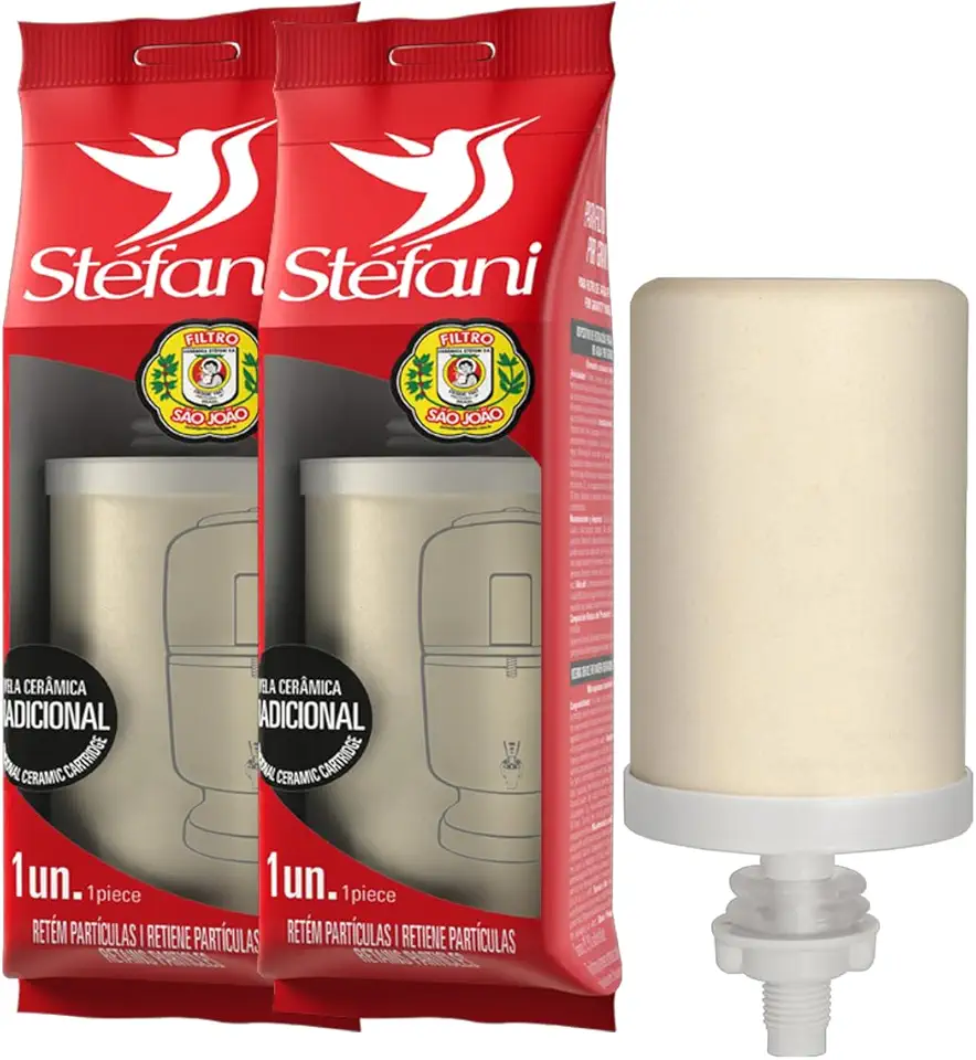 Kit 2 Velas Stéfani São João Tradicional para Filtro de Barro | Cerâmica Microporosa | Refil Universal por Gravidade