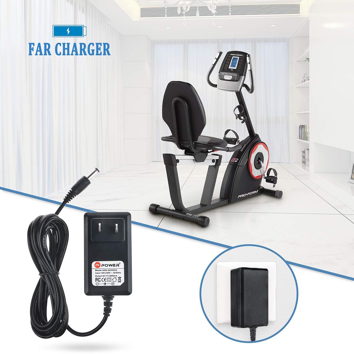 Recumbent Bike Power Spin 230r Battery Cover MEROM 6V Power Cord