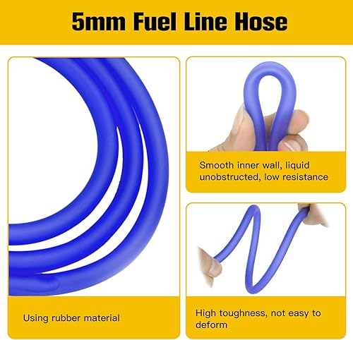 Miniatura 11 de HIAORS Manguera de motocicleta Manguera de línea de combustible de gasolina, tubo de tubo de gasolina y aceite, abrazadera de línea de filtro