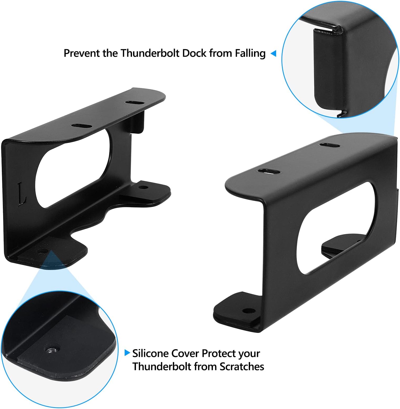 Under Desk Holder for Thunderbolt 4 Dock/Thunderbolt 3 Dock and Power Cable, Under Desk Iron Storage Rack for TS4 / TS3 Plus, No Drill, Easy Install with All Hardware Included