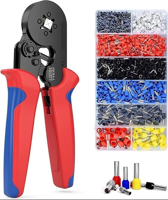 Image of Ferrule Crimping Tool Kit, AWG 23-7 Self-adjustable Ratchet Wire Crimping Tool Kit Crimper Plier Set, with 1200PCS Wire Terminals Crimping Connectors Wire End Ferrules