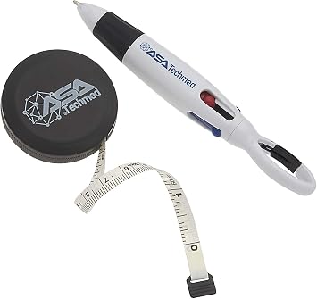 ASA TECHMED Snellen Plastic Eye Chart with LED Penlight Pupil Gauge + Taylor Hammer + Tape Measure + 4 Color Pen
