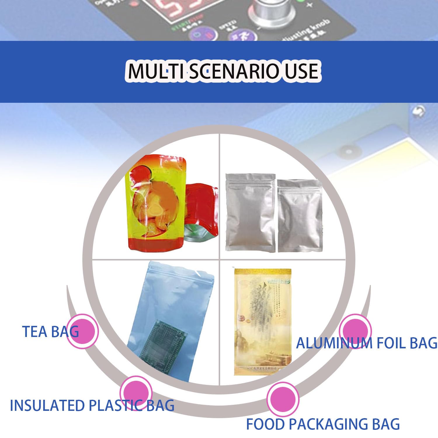 Selladora portátil de Bolsas, selladora térmica automática de Bolsas de plástico, envasadora automática de Alimentos de 5 m/min