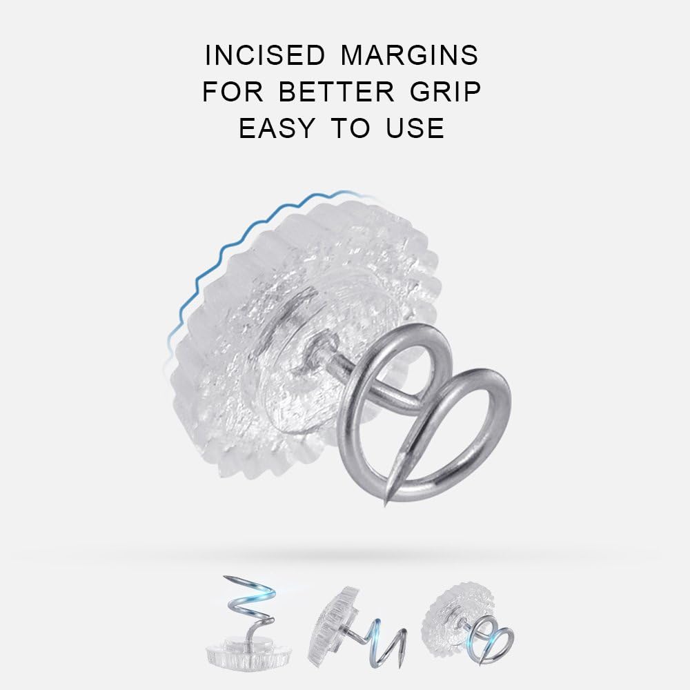 Powerful 50 Pcs Clear Heads Bed Skirt Twist Pins Push Pins Holds Upholstery Tacks, Sofa Cushion, Slip Covers and Bedskirts Firmly in Place Without Damage (50Pcs) -