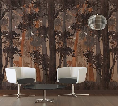 Miniatura 8 de CONCORD WALLCOVERINGS  Papel tapiz floral para dormitorio, diseño de pájaros del bosque, marrón, naranja y beige, 63 pulgadas de ancho x 110