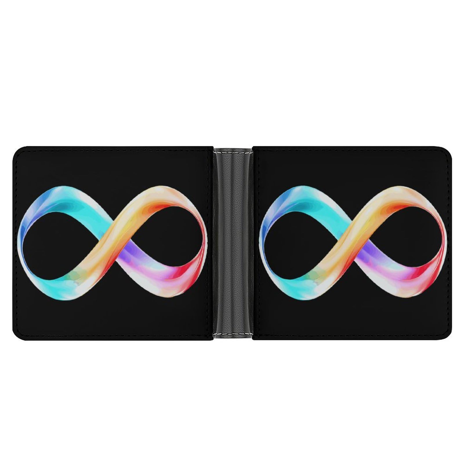Infinity Symbol Bifold Wallet PU Leather Coin Purse Lightweight Credit Card Holder Wallet Money Clip