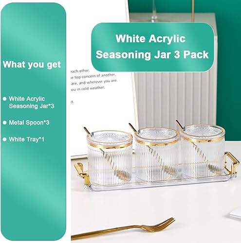 Miniatura 44 de Tarros acrílicos para especias de condimentos, caja de especias para condimentos con tapas y cucharas y bandeja, recipientes de plástico