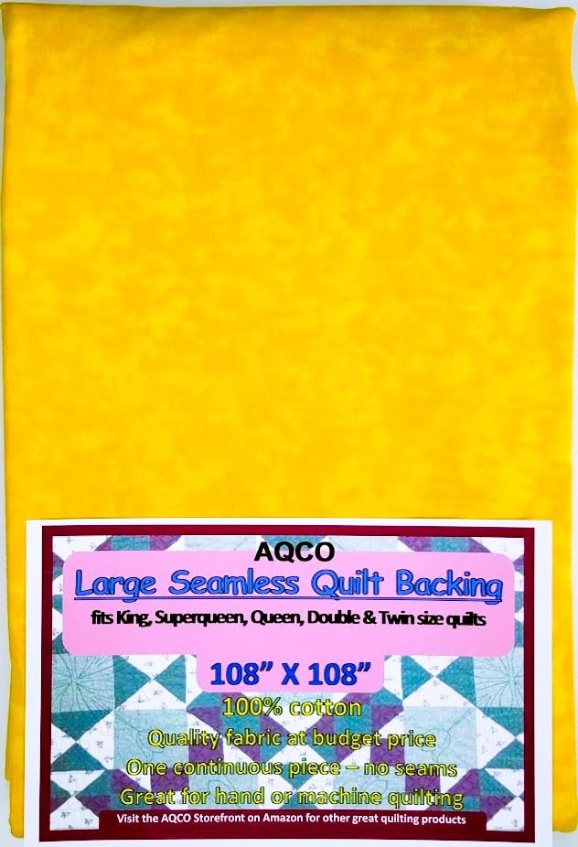 108"x108" Quilt Backing Fabric, Large, Seamless, from AQCO, Blender Yellow/Gold