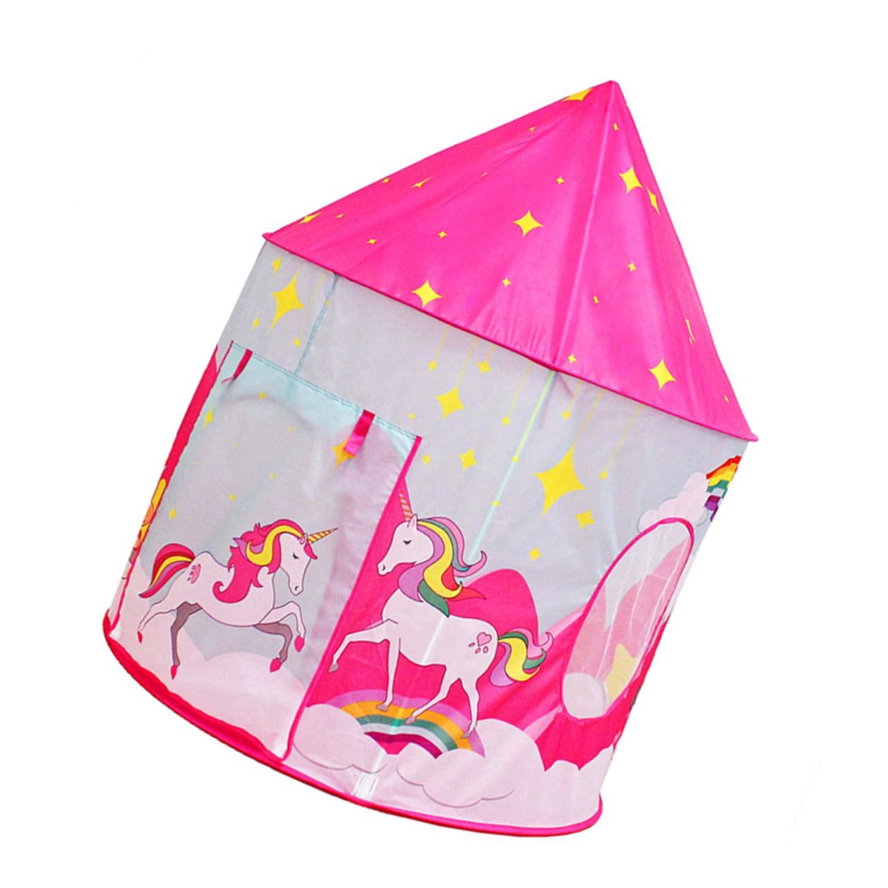 Casetta da Gioco Pieghevole Portatile per Bambini Porta Avvolgibile e Finestre, Interna, Rosa, Giocattolo Creativo per Sviluppare Immaginazione e Divertimento al Coperto