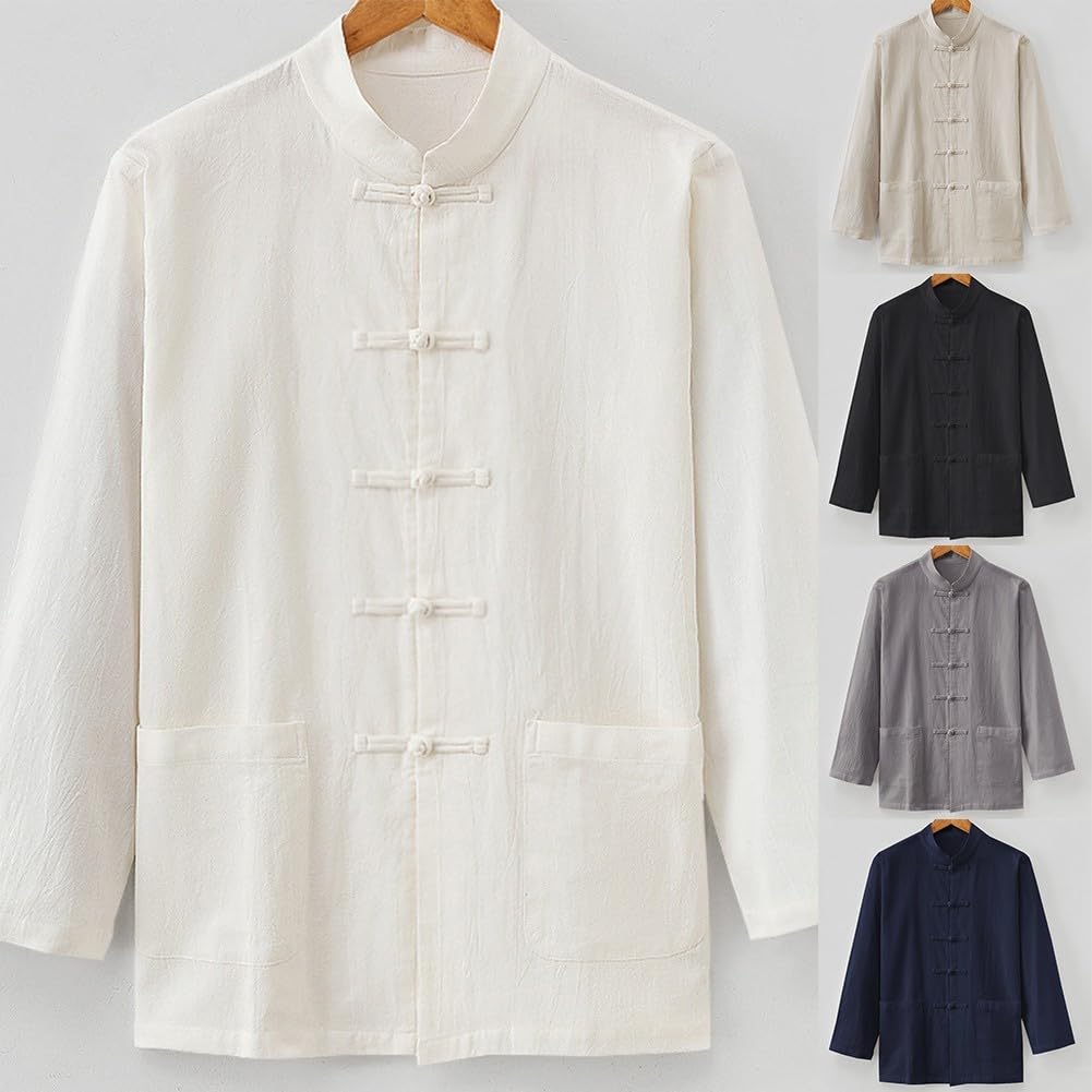 Veste traditionnelle chinoise pour homme Tai Chi Manteau Tang Costume Uniforme Cardigan