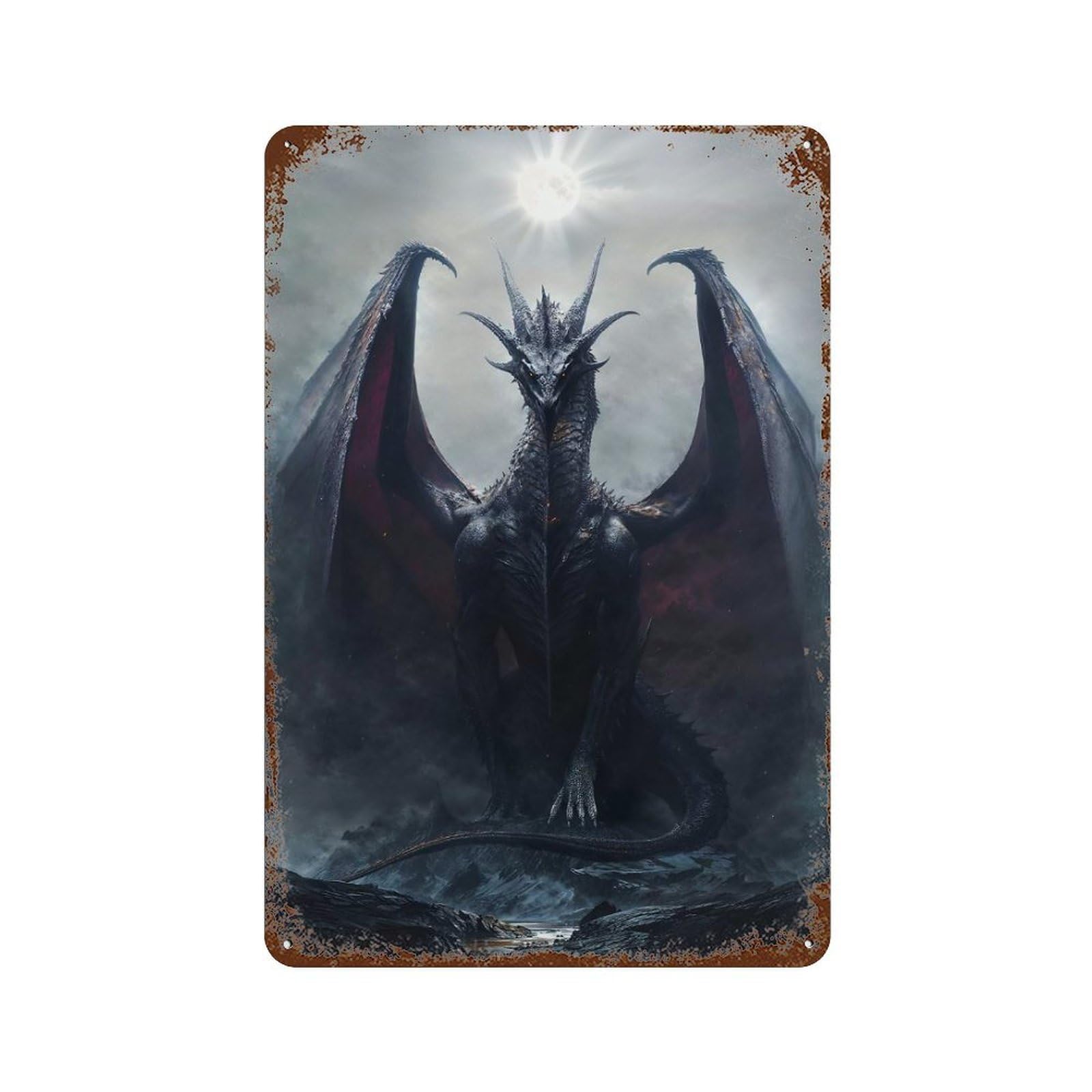 Moonlit Shadow Tyrant Retro Metal Sign 11.8"x7.9", Decorative Metal Wall Art for Basement, Hobby Room And Garage Decor