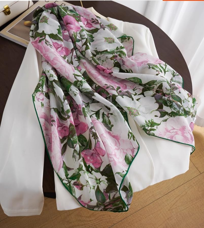 100% Pure Mulberry Silk Scarf 43”*43” Large Square Lightweight Headscarf Women’s Hair Wraps Shawls with Gift Packed - Image 4