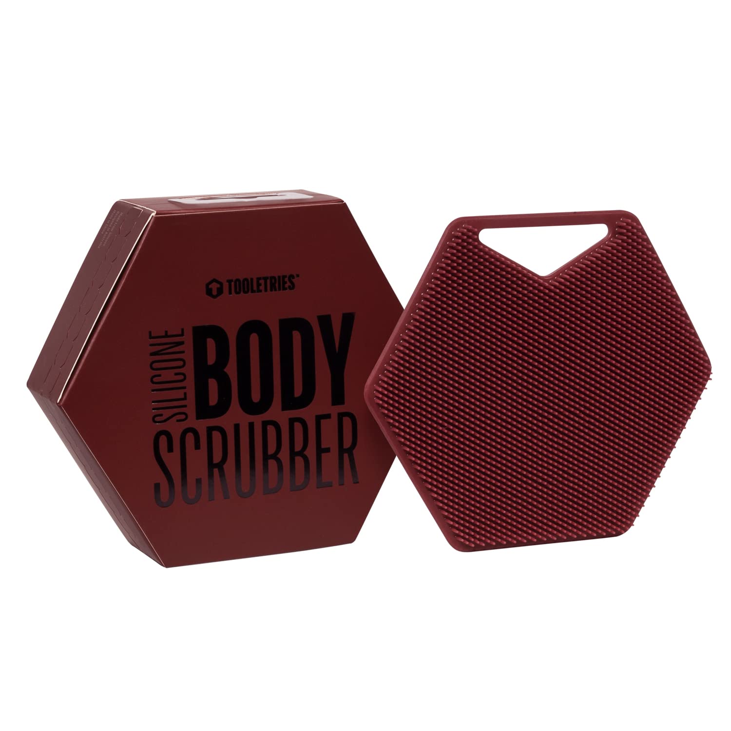 Body Scrubber - Silicone Exfoliating Scrubber - Bathroom & Shower Accessories for Men, Travel Essentials for Men - Durable & Long Lasting Body Wash Scrubber - Burgundy