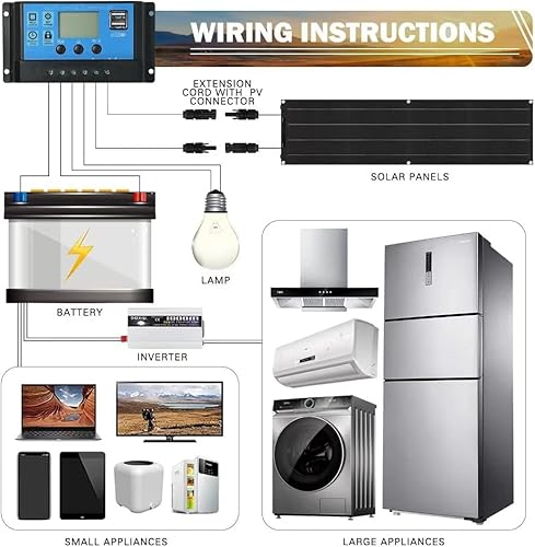 Miniatura 5 de 800 Watt Solar Panel Kit, with 40A Charge Controller 2 × 400 Watt Flexible Monocrystalline Solar Panel for 12-24V Battery Charging Car Battery