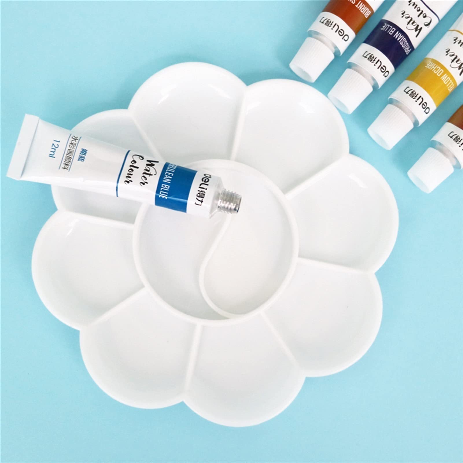 JKJF - Set di 2 tavolozze rotonde in metallo, 10 pozzetti, per acquerelli, fai da te, pittura professionale