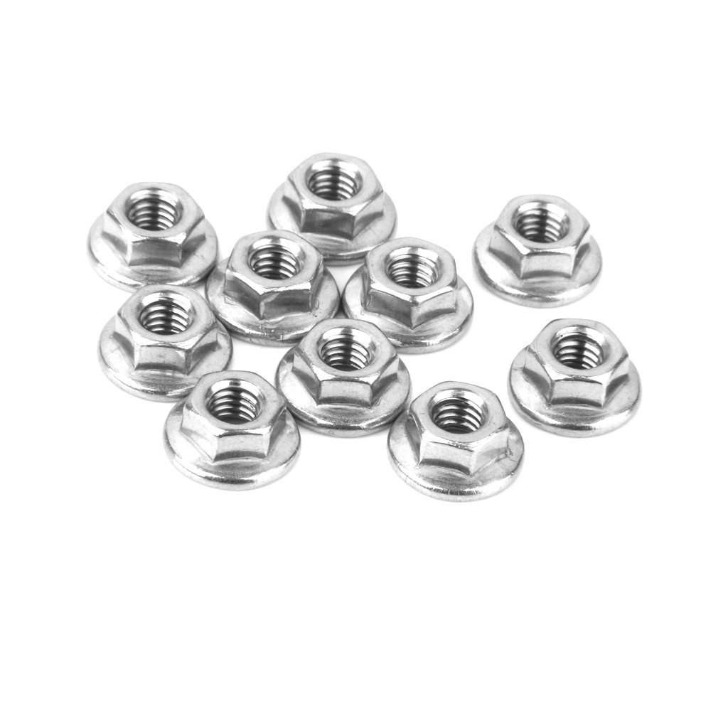Imported 10Pcs A2 M4 Stainless Steel Metric Serrated Flange Nuts Fit