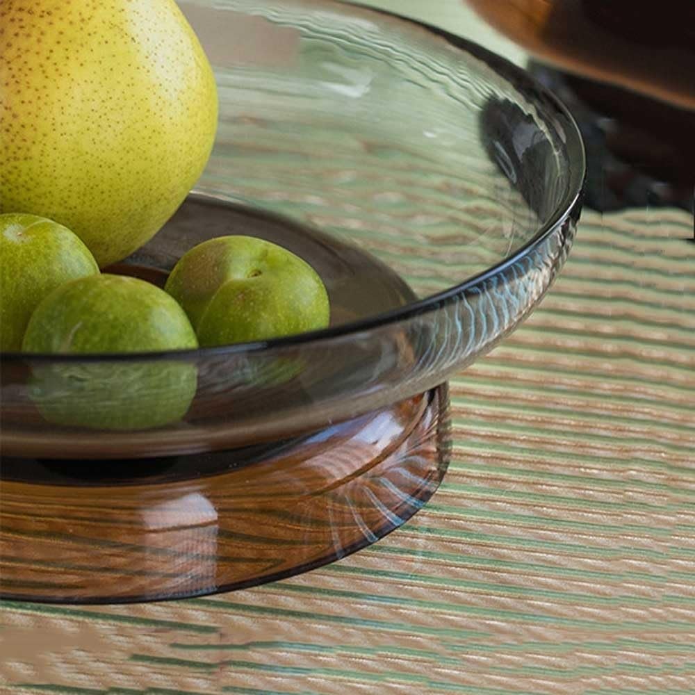 Obstgericht Moderne, elegante Obstschale aus Glas, rund, großes Fassungsvermögen mit Sockel, geeignet for Wohnzimmer, Lounge oder als Dekoration for Ihr Zuhause(Grigio)