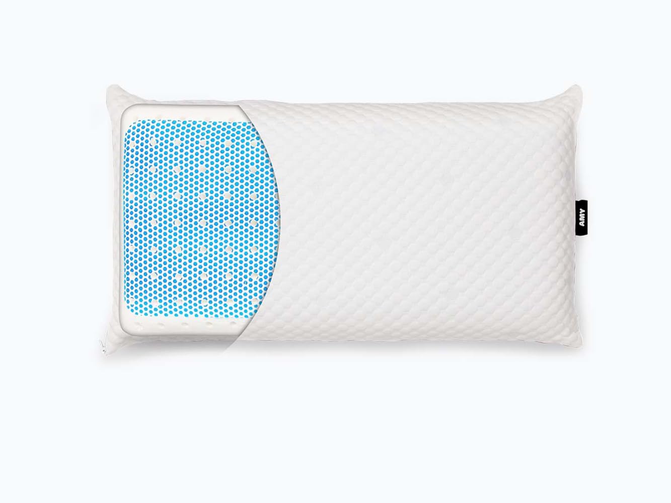 KHAMA Almohada Viscoelástica Amy Hilo Frío con PCM - Blanca (90x35) | Núcleo perforado, regulación térmica, tratamiento Gel-Pi, tejido Tencel™, altura 14 cm, Fabricada en España