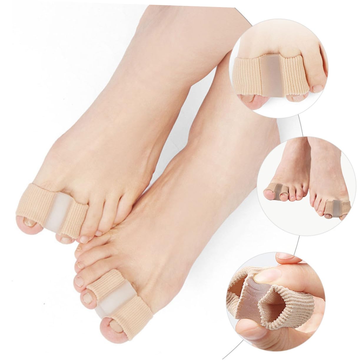 12pcs Women’s Toe Separators for Nail Art Manicure Toe Dividers Skin Color L Size Bunion Relief Foot Spacers for Salon Use