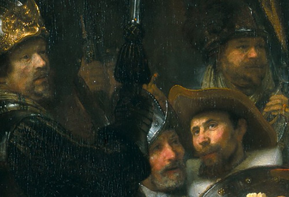 Impression Nachtwacht Vier koppen Rembrandt art haut de gamme XL mat