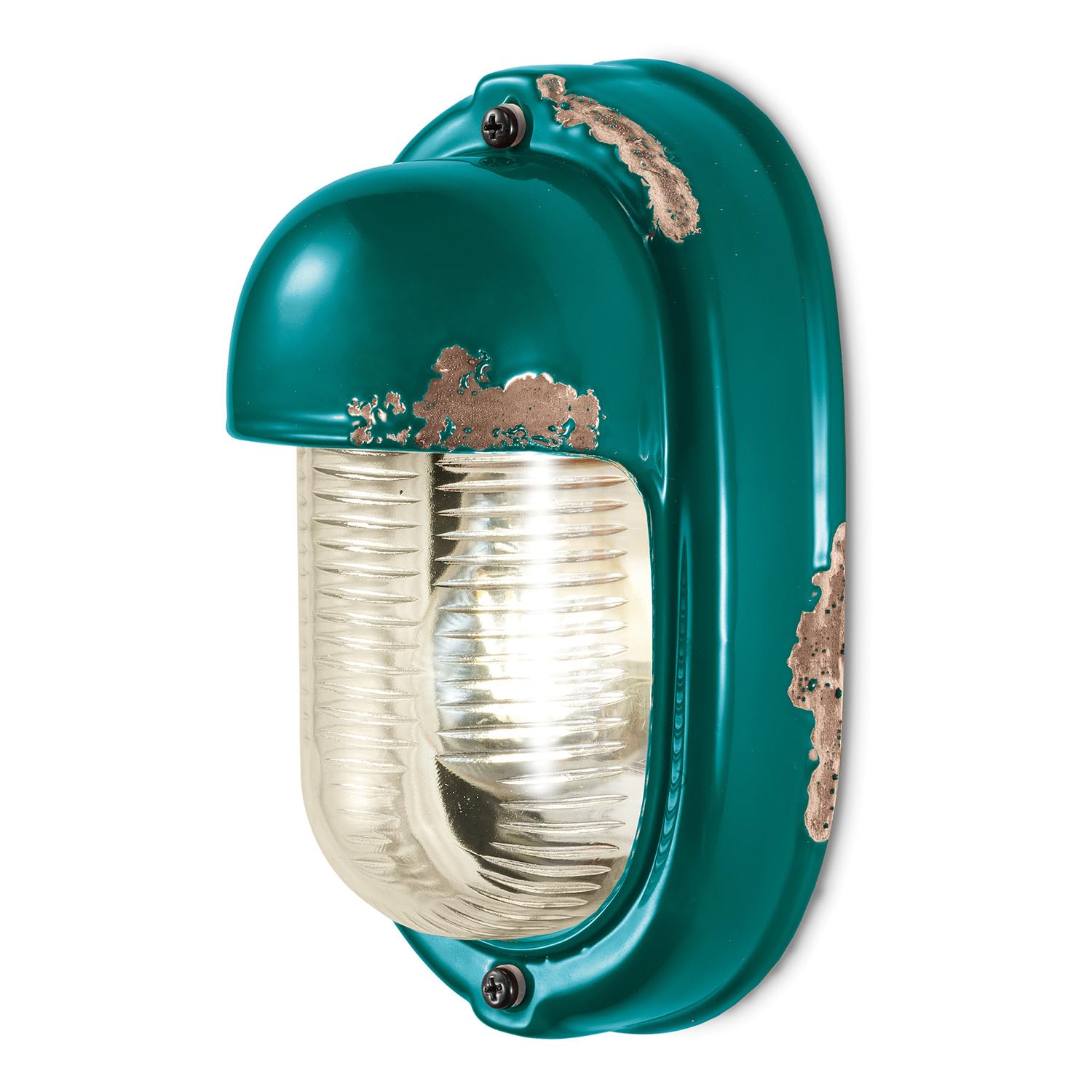 Applique verde Ferroluce Retrò lampada da parete rustica con palpebra E27 4