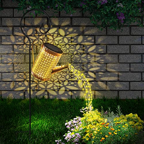 Solar Watering Can With Lights, Bigger Garden Decor, Solar Lantern Outdoor Hanging Waterproof Garden Lights For Outside, Decorative Retro Metal Waterfall Lights Solar Powered For Patio Yard Decoration #TOP19