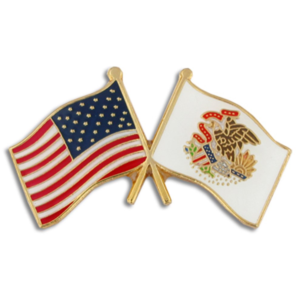 PinMart USA Crossed Friendship American Flag Pin – Gold-Colored Plated Enamel – Clutch Back – Ideal for Events, Awards, Gifts – Durable, Individually