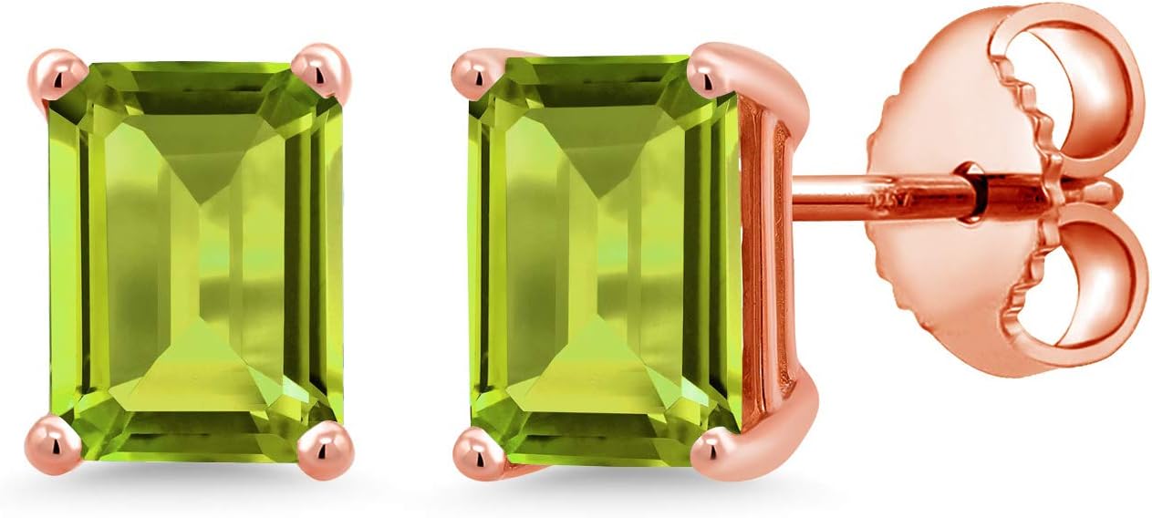 Gem Stone King 7X5MM Emerald Cut Gemstone Birthstone Stud Earrings For Women Men | 925 Sterling Silver | Fine Jewelry Gifts for Her Mom Women Wife