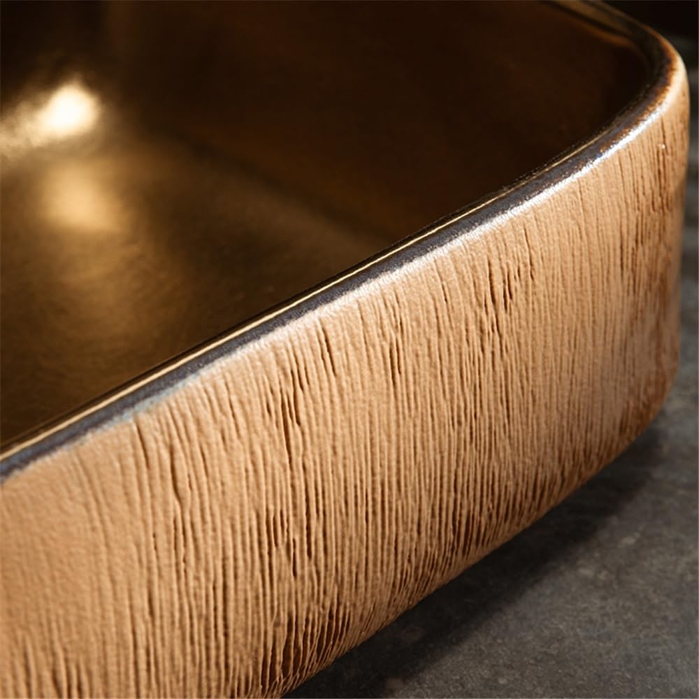 Aufsatzwaschbecken Rechteck Badezimmer Schiff Waschbecken über Theke Schüssel 48 * 35 15 cm Retro Keramik Wasch Toilette Arbeitsplatte