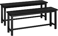 AWQM Set of 2 Industrial Dining Benches - Thickened Steel Frame, Rustic Wood Seat, Space-Saving 38.5"L x 12"D x 17"H for Kitchen, Entryway