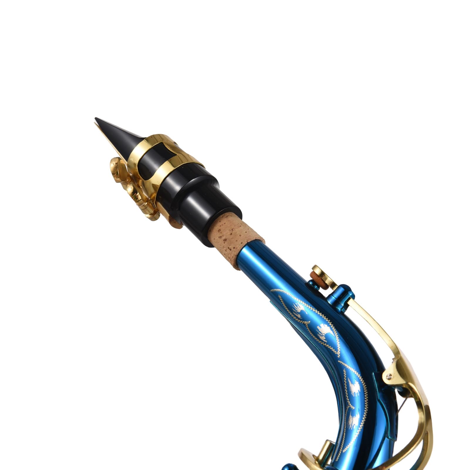 HUIOP Saxofón,Saxofón Alto Eb E plano grabado en latón,botones de concha de abulón,instrumento de viento con estuche,guantes,paño de limpieza,cepillo para cinturón,LADE Saxofón Alto
