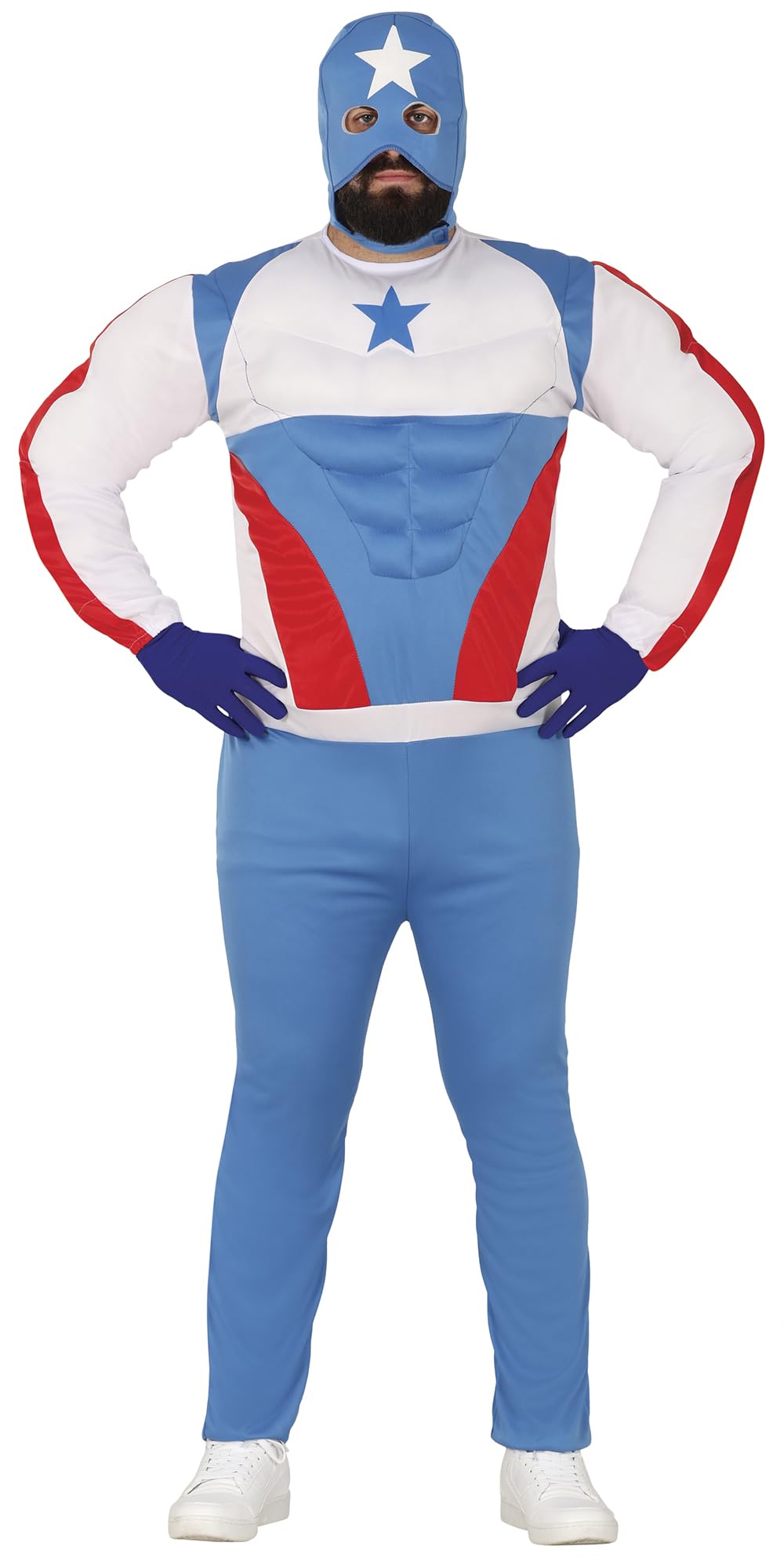 FIESTAS GUIRCA Captain Superhero Mens Fancy Dress Costume - Comics Hero Costume incl. Mask - Fancy Dress Men Size XL 44-46