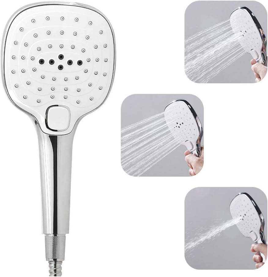 STARBATH Square Handheld Shower Head Easy Switch 3-Function High Pressure Water Saving Hand Showerhead ABS, Chrome