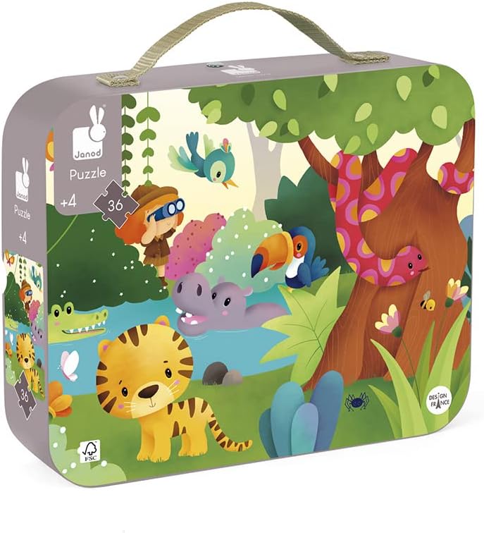 JanodHat Boxed Panoramic Puzzle - Jungle - 36 Pieces - Ages 4+ - J02729