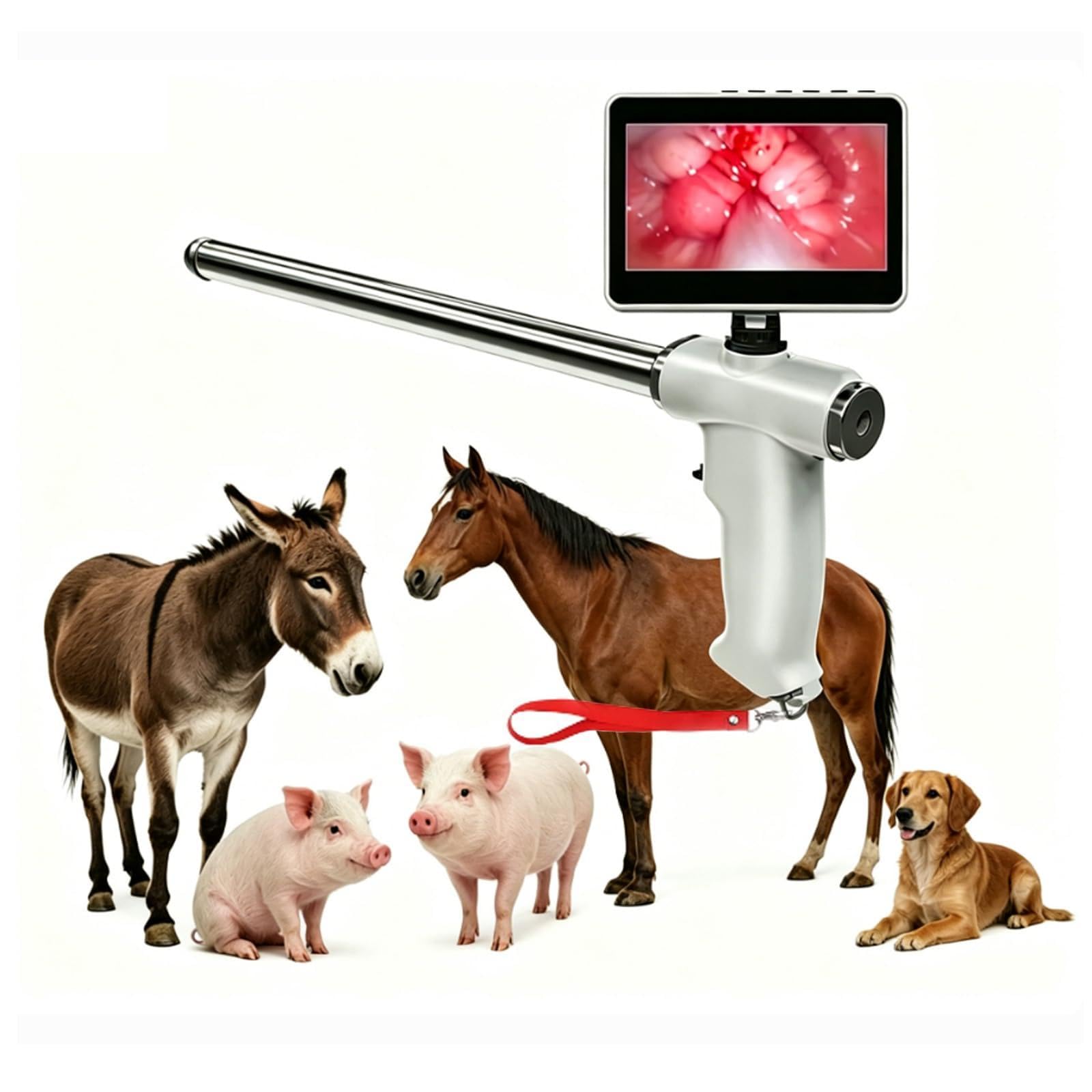 Amaibijin Handheld Artificial Insemination Gun with Camera, Visual Veterinary Insemination Device for Cattle Cow Horse, Farm Livestock Breeding Insemination Equipment Kit,Cow/horse