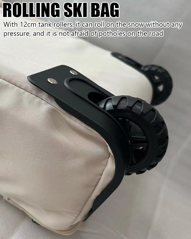 Rolling Ski -Rucksack, Mobiler Snowboardbeutel Für Flugreisen, Tragbarer Gepolsterter Snowboardbeutel, Großer Kapazität Wasserfestem Snowboard -Rucksack Mit Rädern
