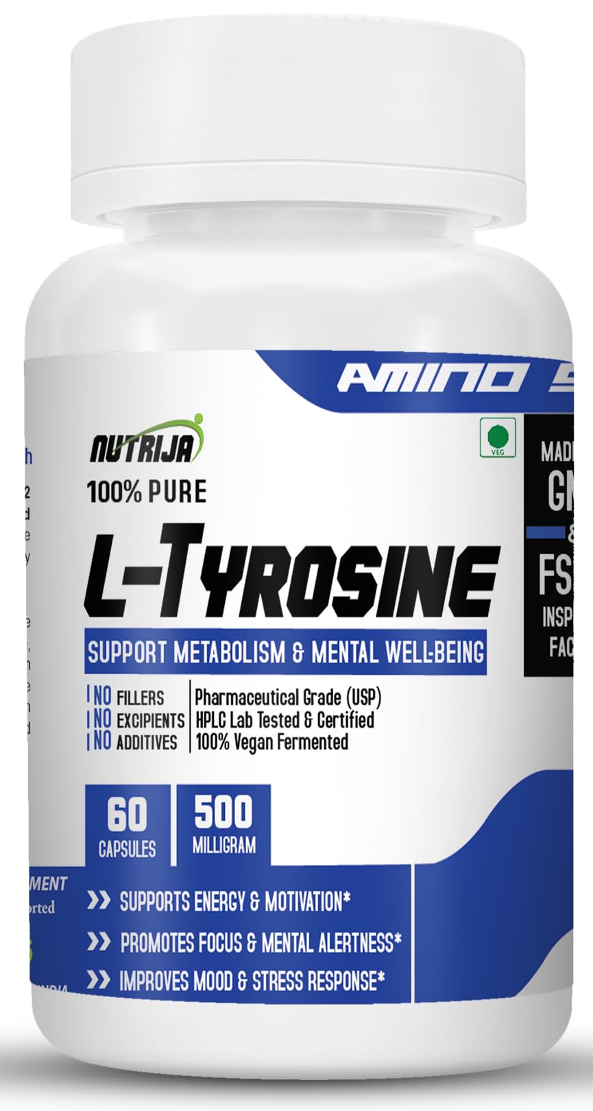 NutriJa L-Tyrosine 500mg Pure & USP Grade - 60 Capsules (B0D31F6P66) Amazon Price History, Amazon Price Tracker
