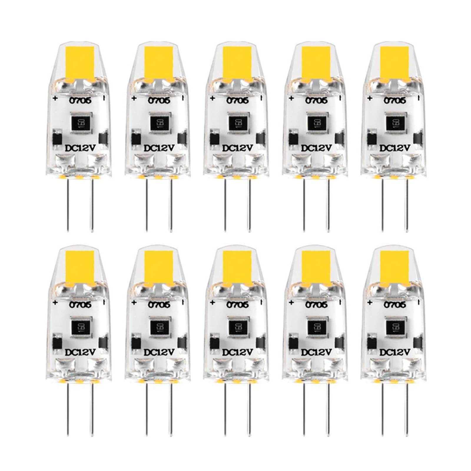 BDAYEK Led bulbs 10pcs G4 12V DC Dimmable COB LED Light Bulbs 360 Beam Angle No Flicker 10W 15W Halogen Replacement(Natural White 4000k)