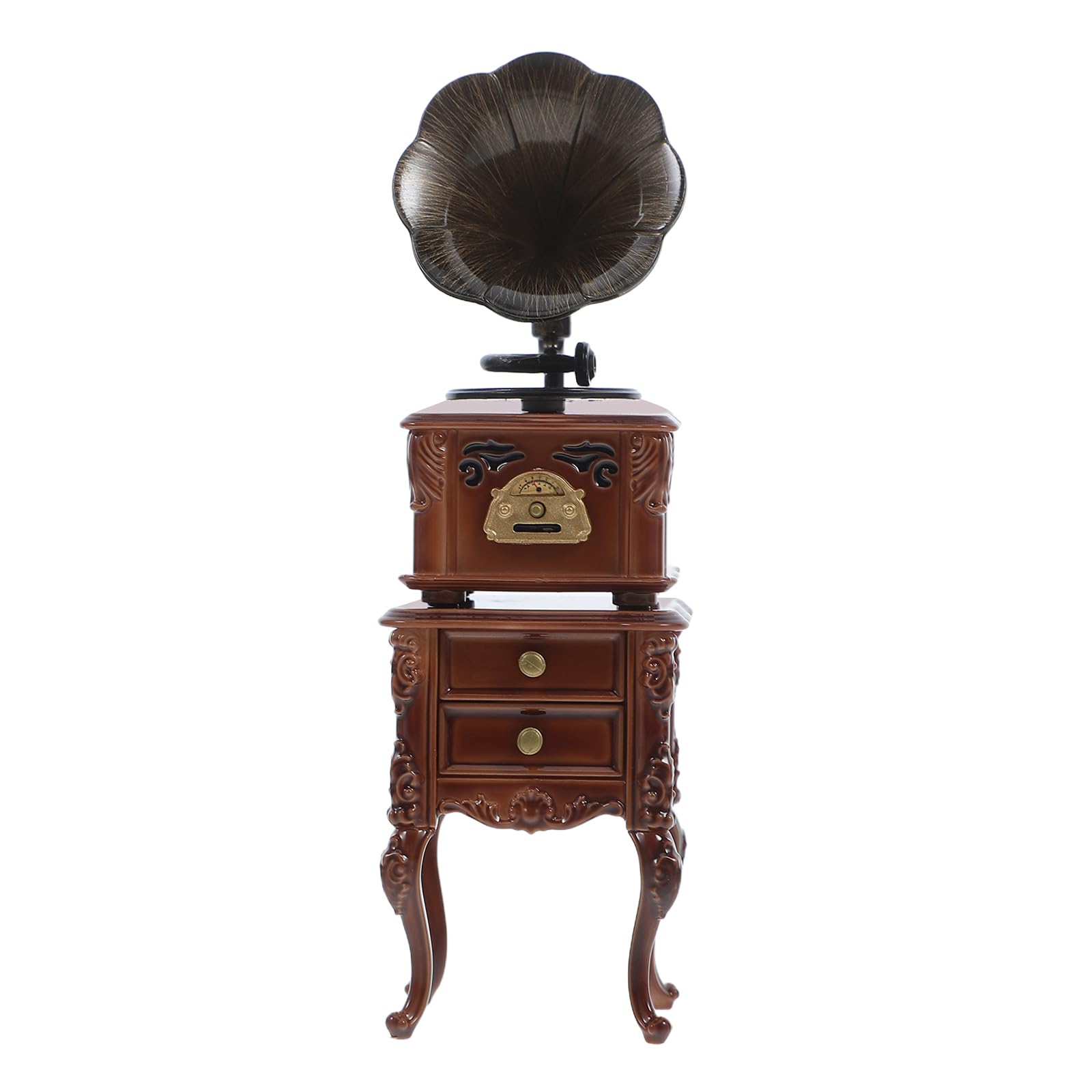 LOGOFUN Miniature Retro Phonograph Set Mini Retro Gramophone with Sound for Dollhouse Home Desktop Collectible Cabinet Decor - 1.7 * 1.3 & 2.3 * 1.1in