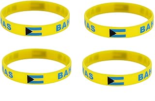 ZENRUIMING 4 Bahamas Silicone Bracelets, Bahamas Tourism Souvenir Bracelets, Outdoor Leisure Elastic Wristband Accessories, Football Basketball Fan Cheer Bracelets