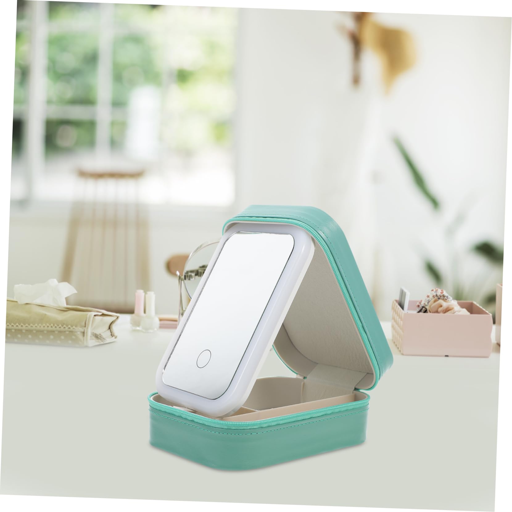 Bolsa de Maquillaje de Viaje con Espejo LED Recargable 1200mah