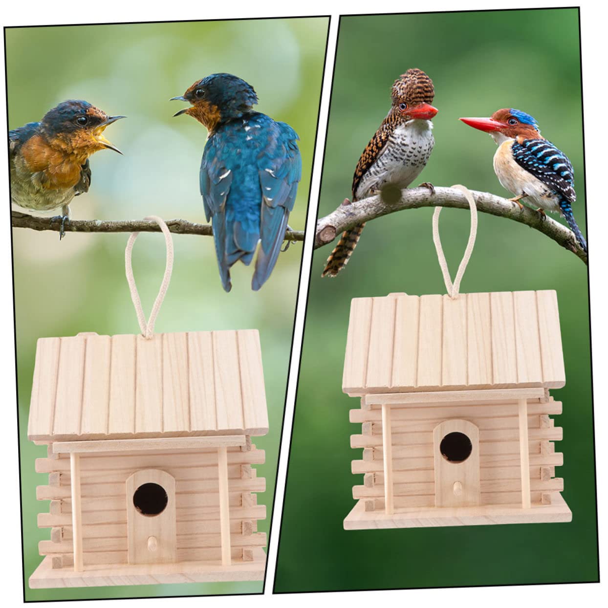 COLLBATH Nid d'Oiseau en Suspendu Maison pour Oiseaux Accessoire d'Extérieur Cabane à Oiseaux Nid pour Canari Perroquet Alouette 2 Pièces
