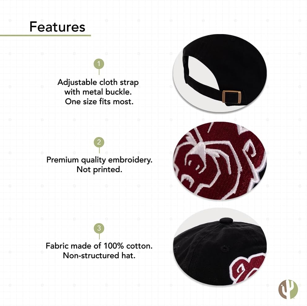 Desert Cactus Missouri State University Baseball Hat Bears MO MSU Brimmed Embroidered Cap Adjustable Cloth Strap Adult (Style A) Black - Image 4