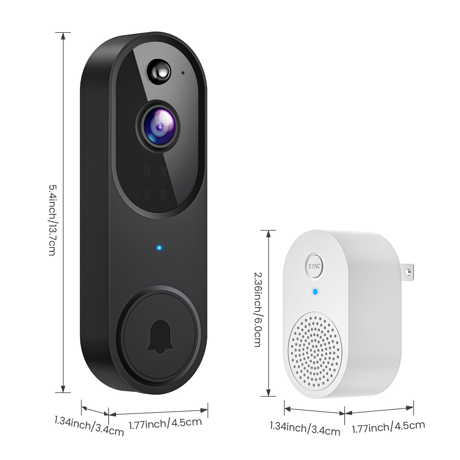 Videocitofono wireless Wi-Fi con rilevamento del movimento AI, audio a 2 vie, visione notturna, archiviazione cloud, solo Wi-Fi a 2,4 GHz, alimentato a batteria