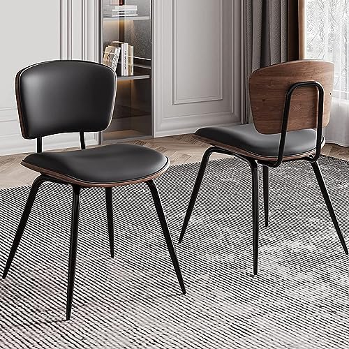 AQG Dining Chair Mid Century Modern Dining Chairs for Kitchen Dining Living Room Chairs (Black, Pack of 2)