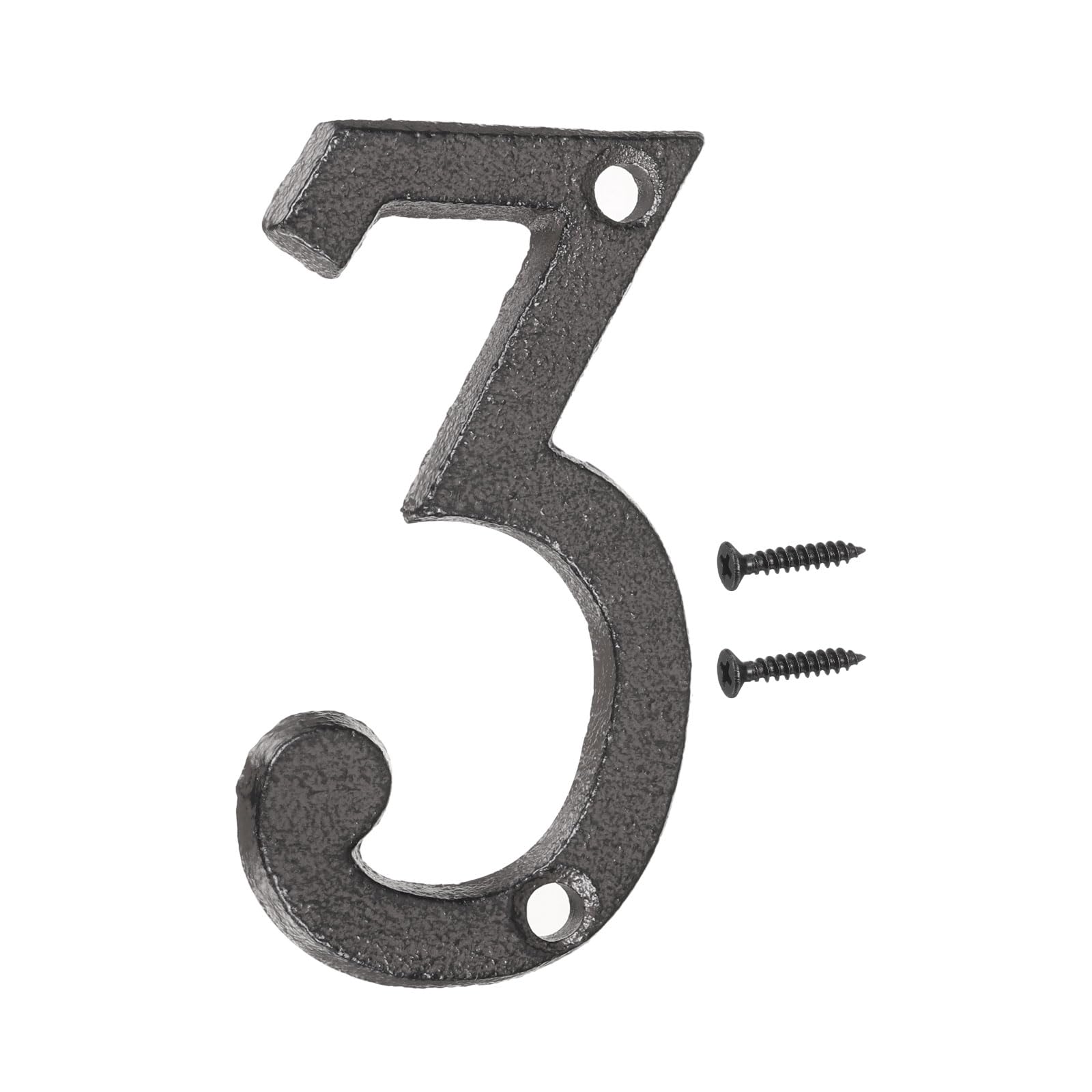 sourcing map House Numbers and Letters, 75mm Cast Iron Metal Vintage Address Numbers for Outside, Solid House Number with Screws for Apartment Office Hotel Room Signs(Number 3)