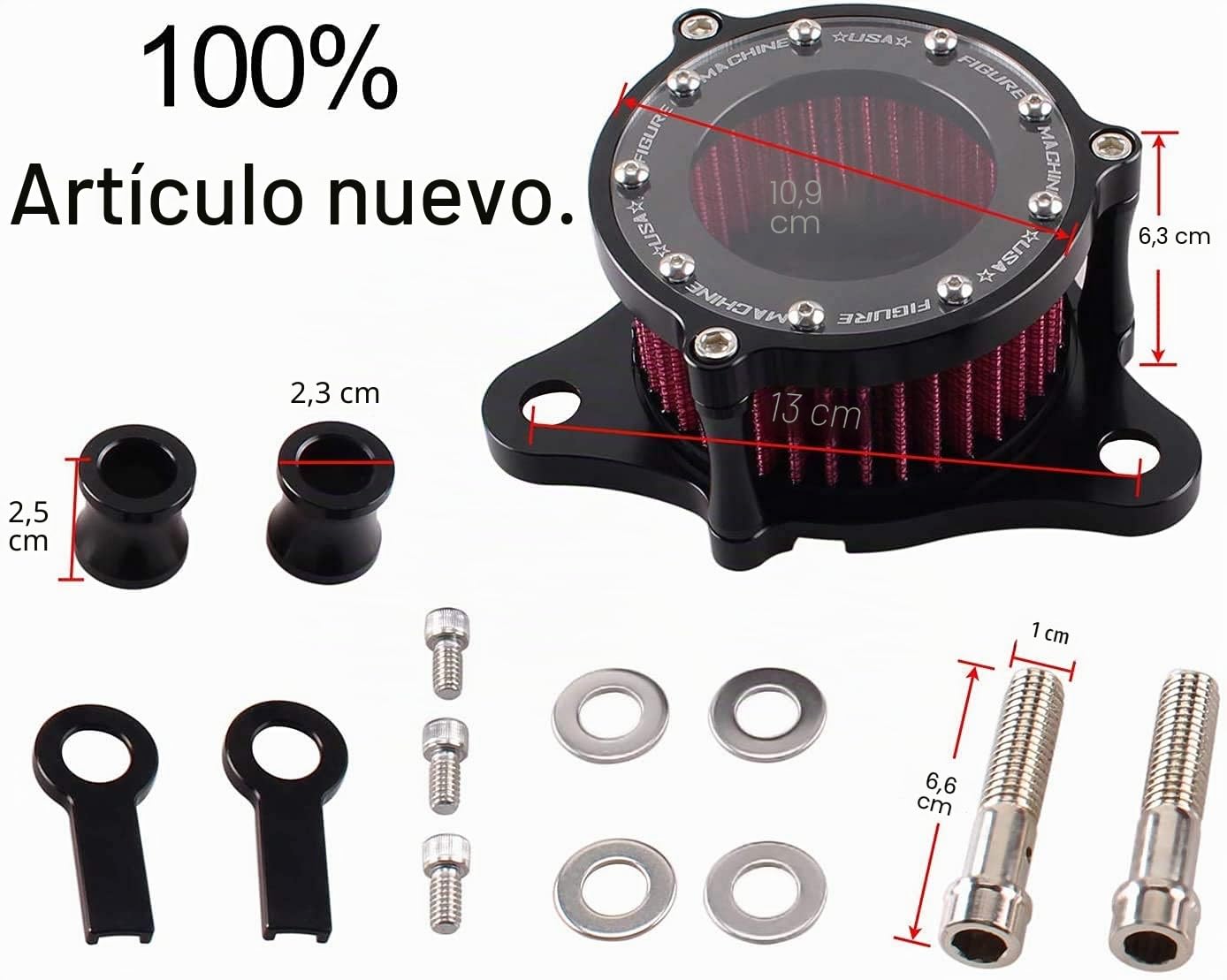 Kit de sistema de filtro de admisión de filtro de aire | para Sportster XL883N XL883R XL883P XL1200L XL1200X Hierro 883 Forty Eight XL1200X 2004-2016 (BL)