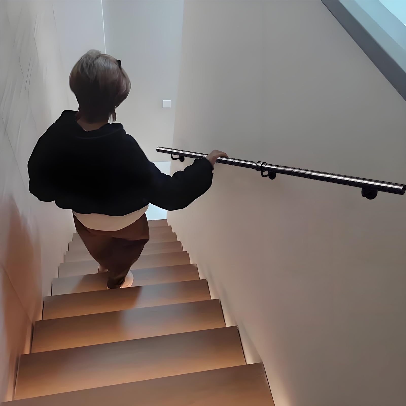 FKXSXAZ Modern Handrails for Stairs, Non-Slip Staircase Banister Hand Rails with Brackets, Wall Elderly and Children Safety Grab Bar Kit Indoor Corridor Loft(1ft/30cm)