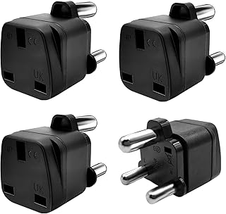 LUKELI 4 Pack UK to South Africa Plug Adapter South Africa Power Adapter 3-Pin UK Travel Adapter for South Africa Namibia Swaziland Lesotho Bhutan Botswana and More (4Pcs Black UK to South Africa)