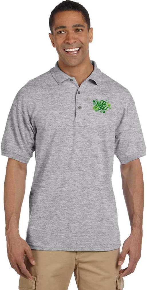 Custom Polo Shirts for Men Celtic Shamrocks Symbol Embroidery Cotton